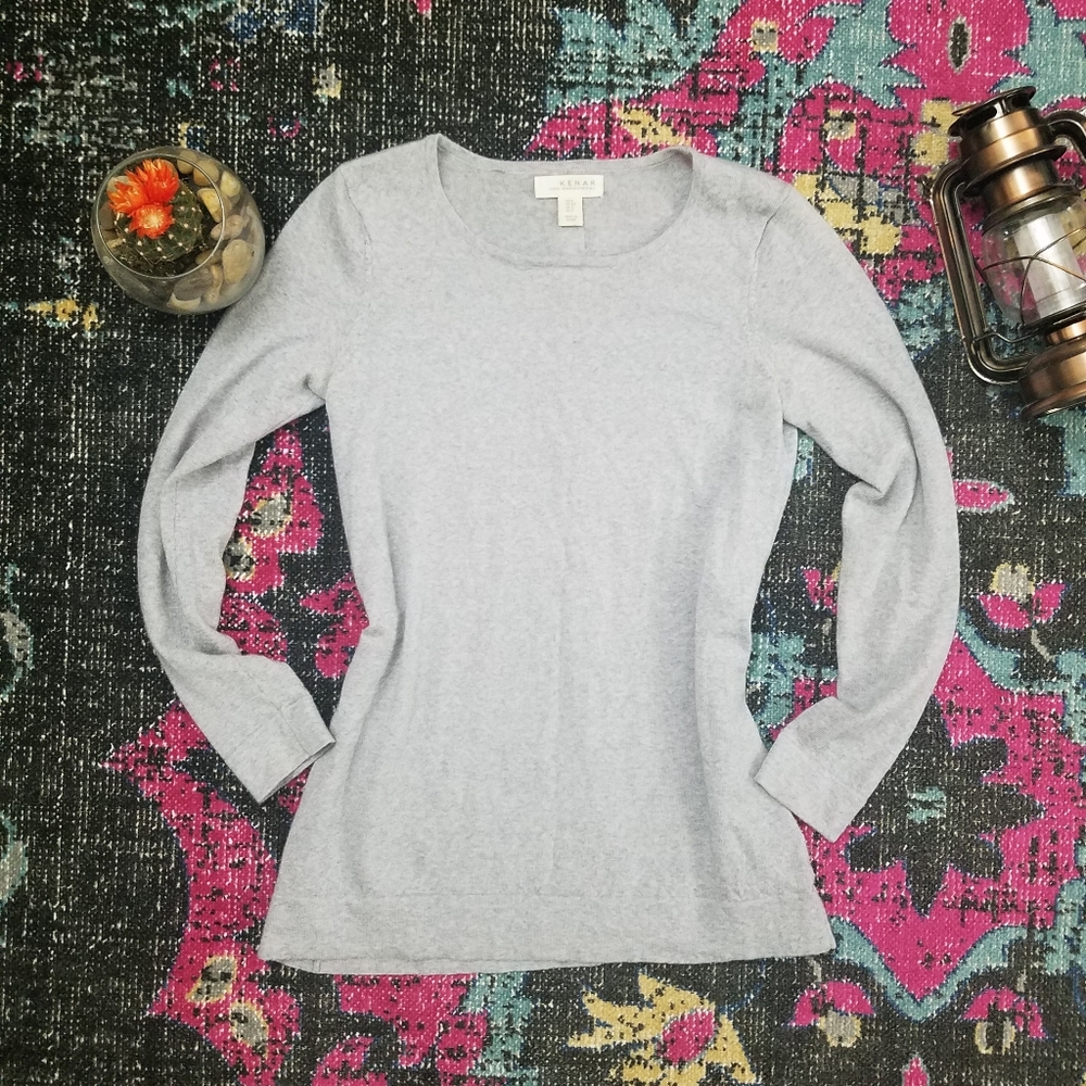 Kenar Merino Wool Sweater Gray Button Back